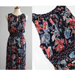 Modern maxi dress bohemian floral mixed print Large